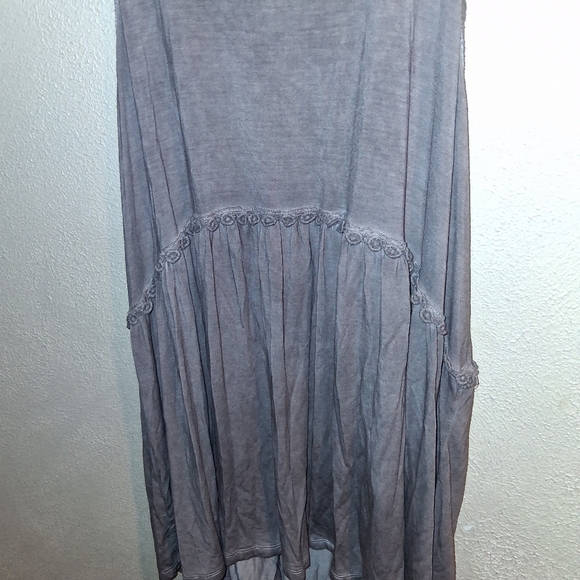 POL Sweet And Simple Brown Lace Trimmed Tunic Length Tank/Dress L - Picture 5 of 8